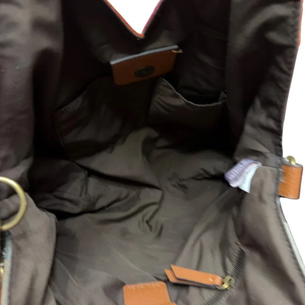 Booba Patchwork Leather Tote Bag Multicolor Squares Brown Handles Dopamine Boho - Picture 11 of 16